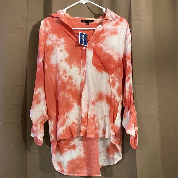CD Tie-dye Pattern Shirt Pink mix White Cotton